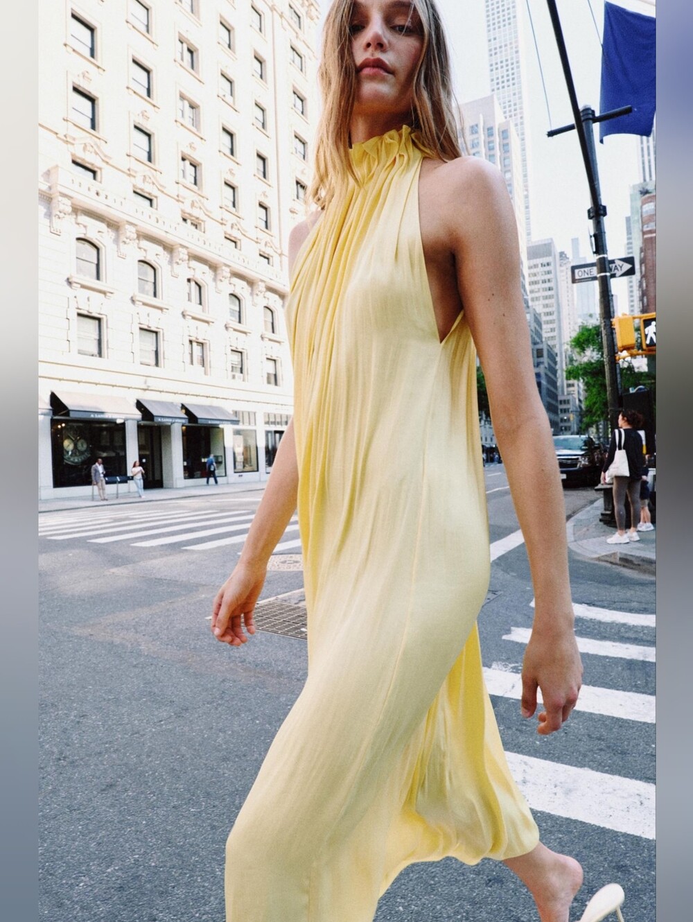 ZARA ZW COLLECTION SATIN EFFECT HALTER DRESS